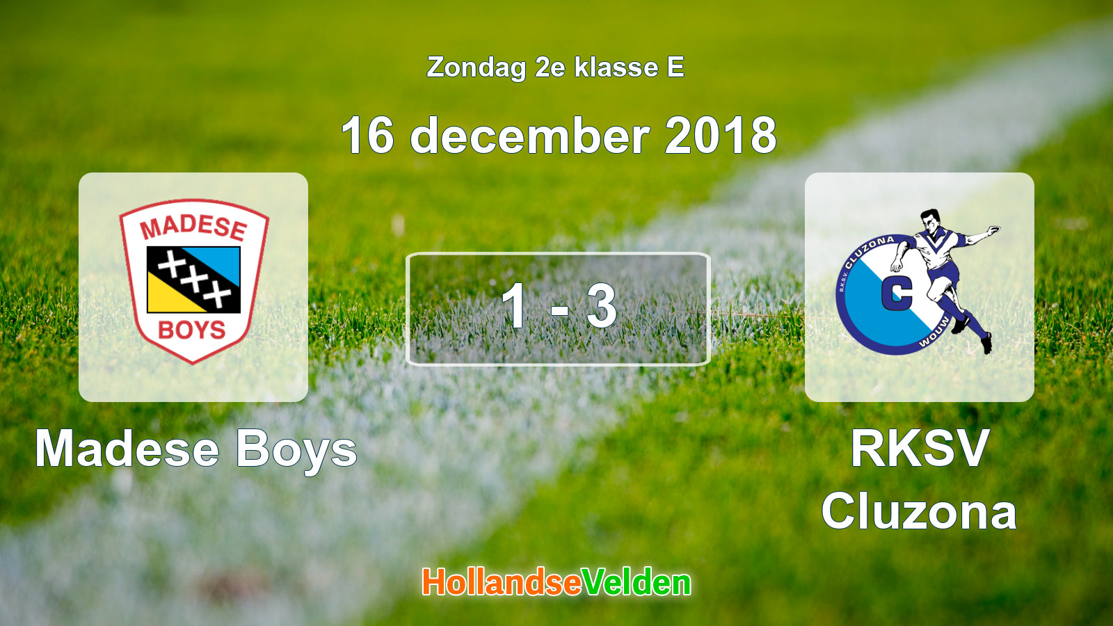 Gespeelde wedstrijd: Madese Boys - RKSV Cluzona 1 - 3 (16 december 2018)