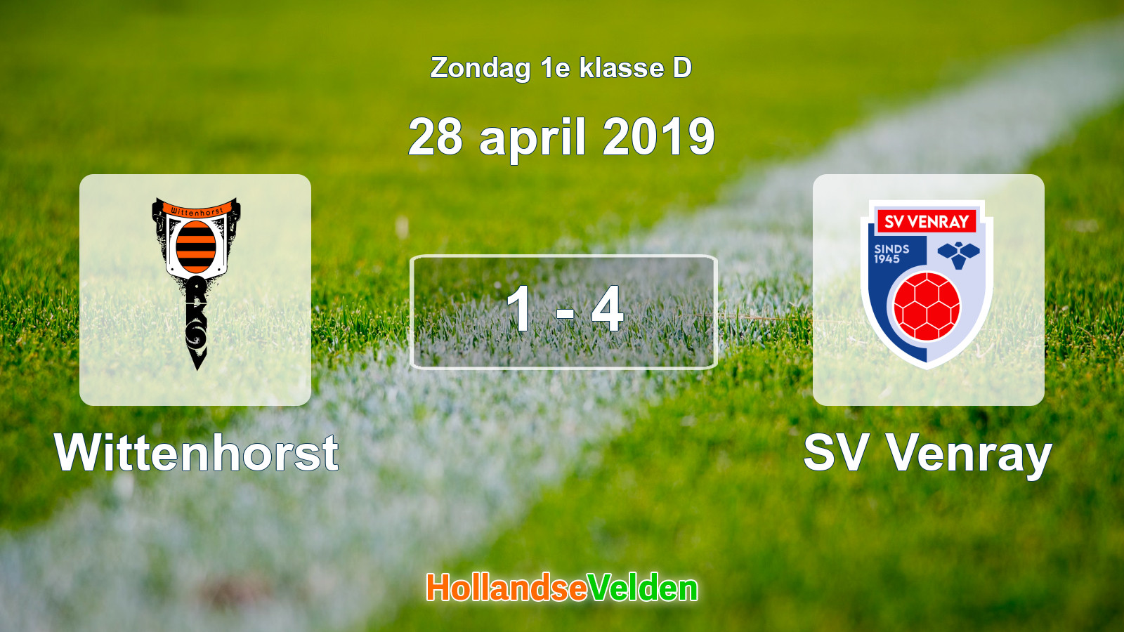 Gespeelde wedstrijd: Wittenhorst - SV Venray 1 - 4 (28 april 2019)