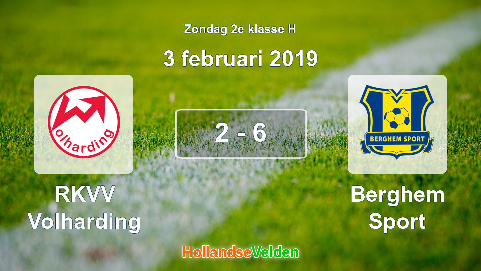 Gespeelde wedstrijd: RKVV Volharding - Berghem Sport 2 - 6 (3 februari 2019)