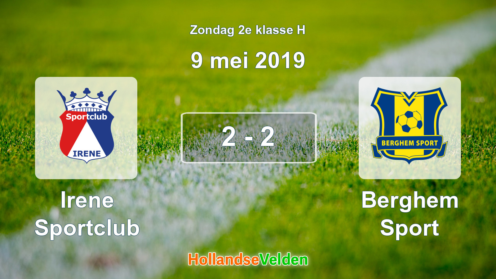 Gespeelde wedstrijd: Irene Sportclub - Berghem Sport 2 - 2 (9 mei 2019)