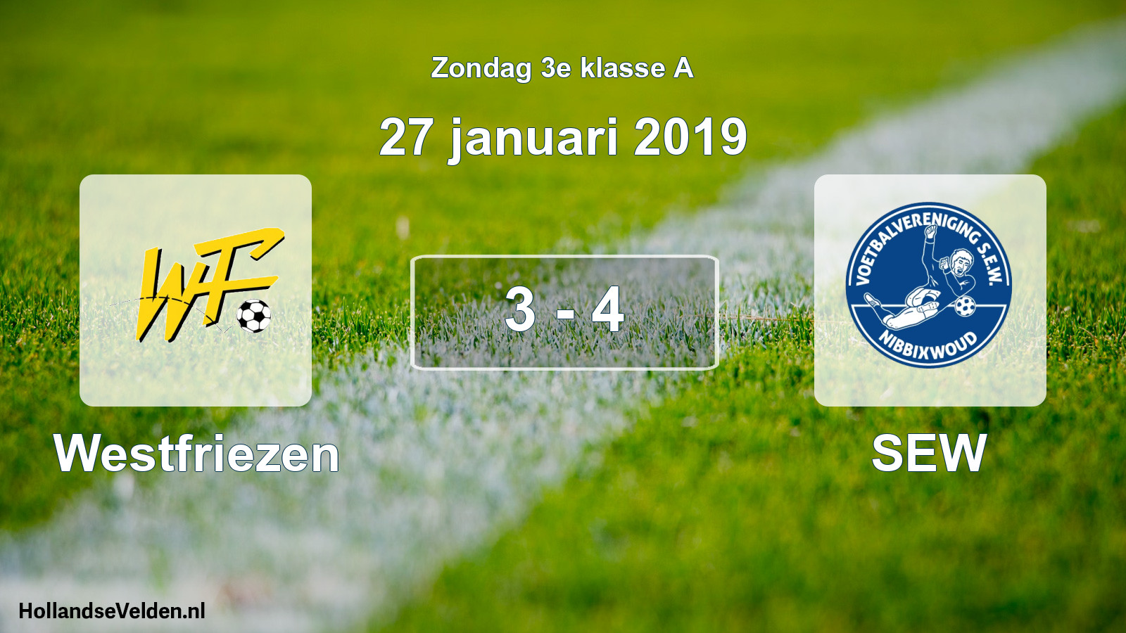 Gespeelde wedstrijd: Westfriezen - SEW 3 - 4 (27 januari 2019)