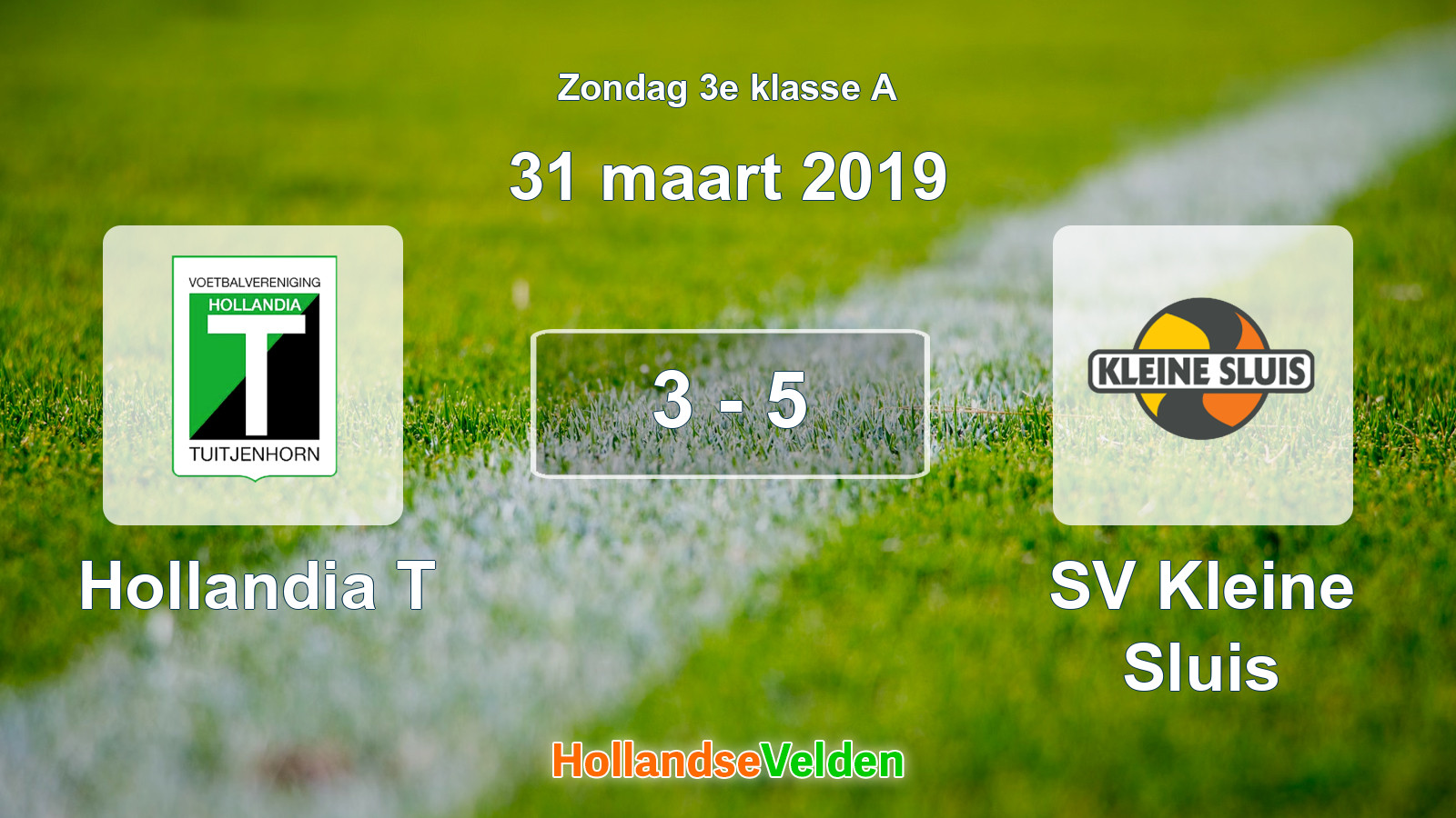 Gespeelde wedstrijd: Hollandia T - SV Kleine Sluis 3 - 5 (31 maart 2019)