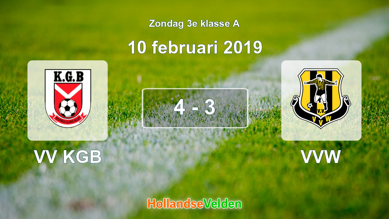 Gespeelde wedstrijd: VV KGB - VVW 4 - 3 (10 februari 2019)