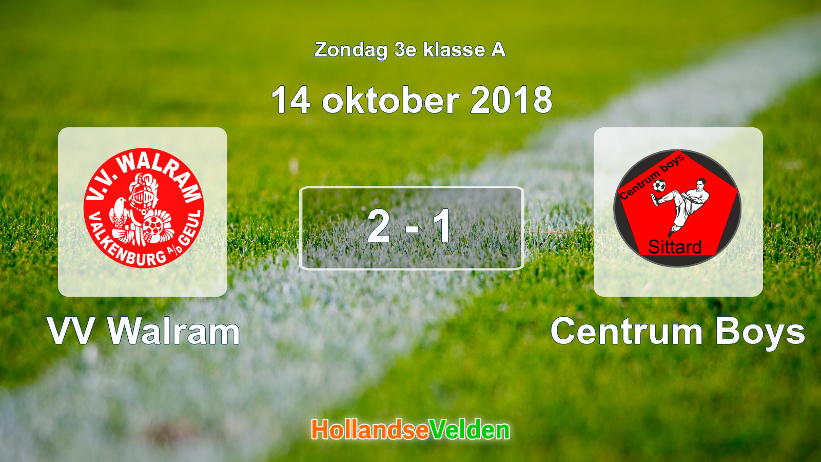 Gespeelde wedstrijd: VV Walram - Centrum Boys 2 - 1 (14 oktober 2018)