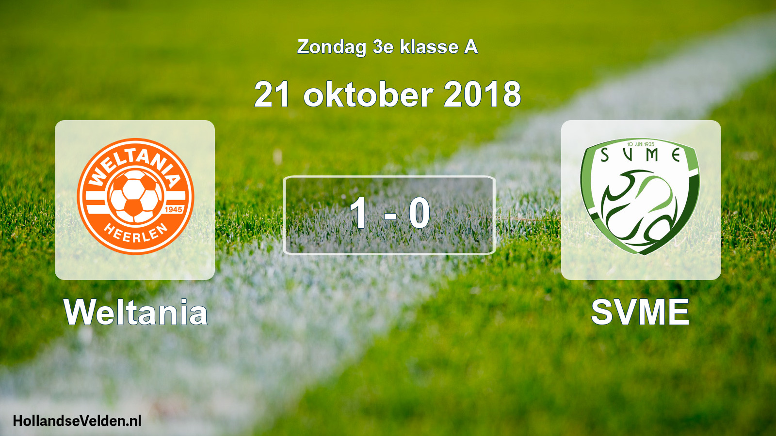 Gespeelde wedstrijd: Weltania - SVME 1 - 0 (21 oktober 2018)