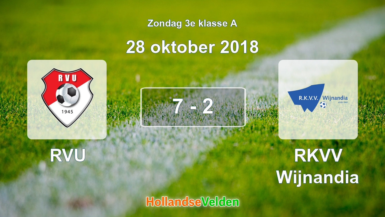Gespeelde wedstrijd: RVU - RKVV Wijnandia 7 - 2 (28 oktober 2018)