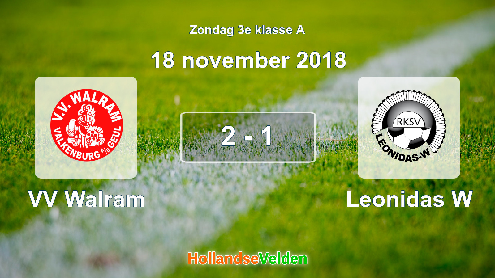 Gespeelde wedstrijd: VV Walram - Leonidas W 2 - 1 (18 november 2018)