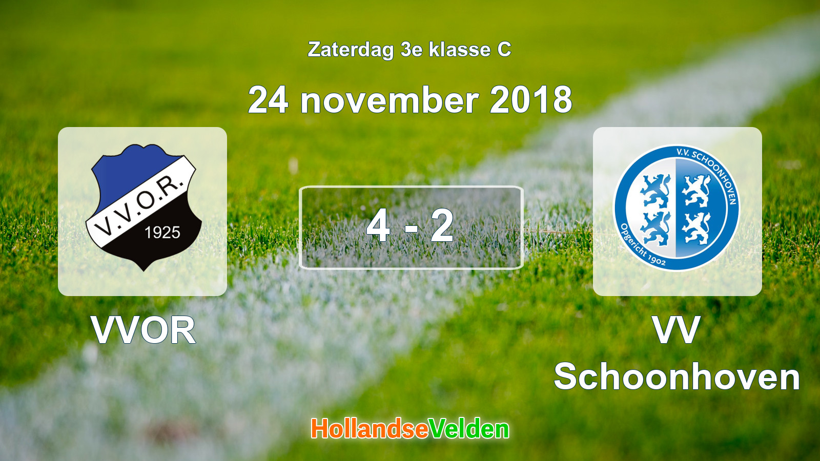 Gespeelde wedstrijd: VVOR - VV Schoonhoven 4 - 2 (24 november 2018)