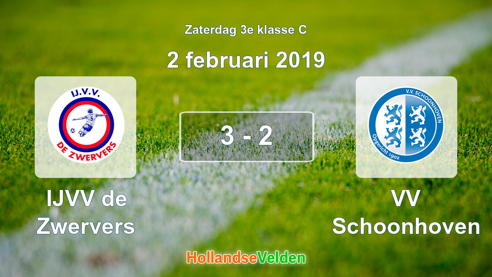 Gespeelde wedstrijd: IJVV de Zwervers - VV Schoonhoven 3 - 2 (2 februari 2019)