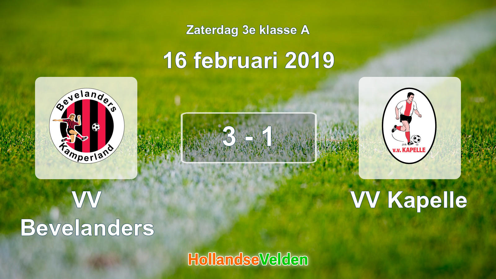 Gespeelde wedstrijd: VV Bevelanders - VV Kapelle 3 - 1 (16 februari 2019)