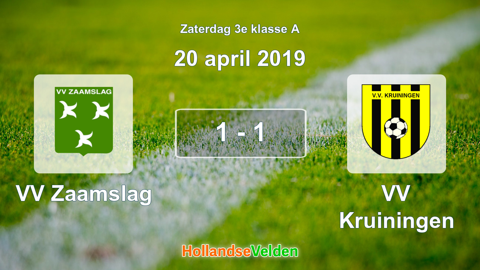 Gespeelde wedstrijd: VV Zaamslag - VV Kruiningen 1 - 1 (20 april 2019)