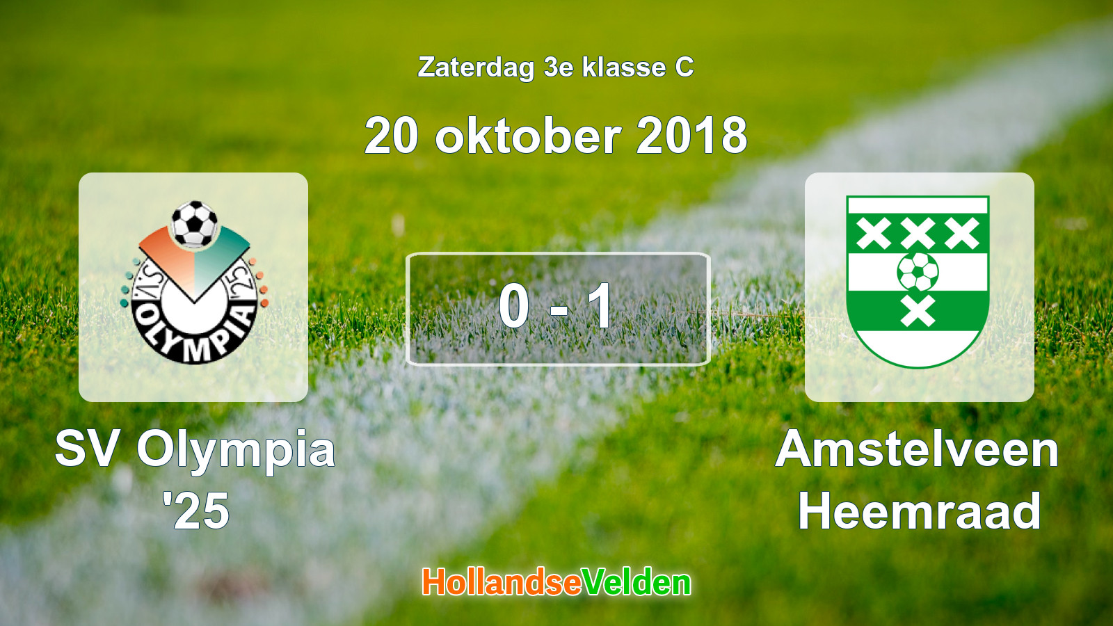 Gespeelde wedstrijd: SV Olympia '25 - Amstelveen Heemraad 0 - 1 (20 oktober 2018)