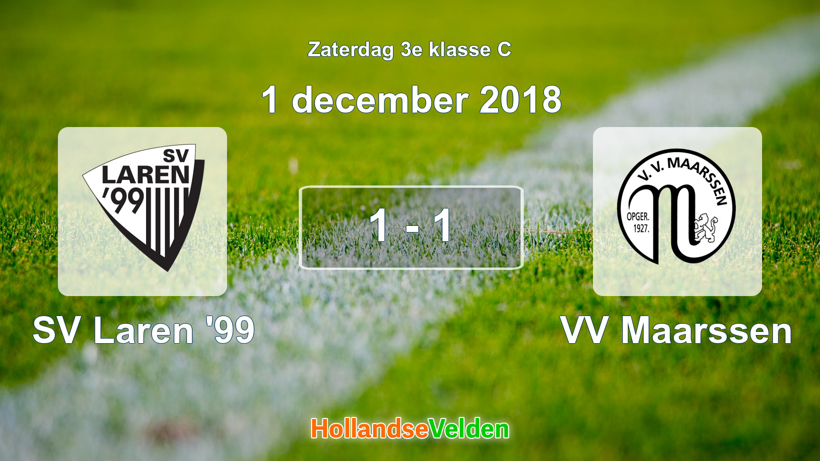 Gespeelde wedstrijd: SV Laren '99 - VV Maarssen 1 - 1 (1 december 2018)