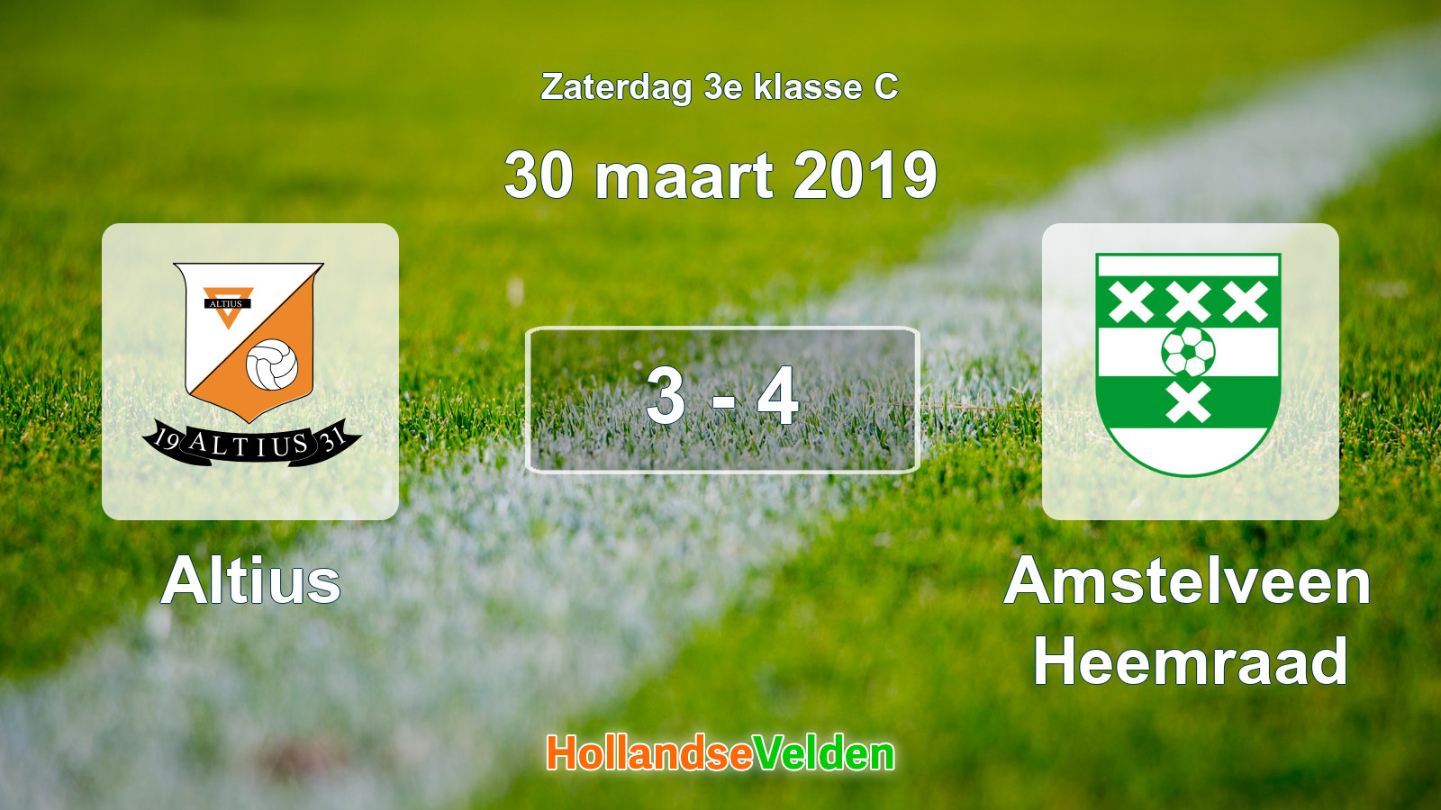 Gespeelde wedstrijd: Altius - Amstelveen Heemraad 3 - 4 (30 maart 2019)
