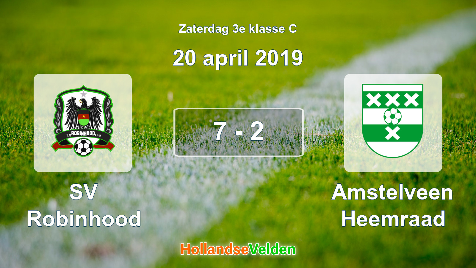 Gespeelde wedstrijd: SV Robinhood - Amstelveen Heemraad 7 - 2 (20 april 2019)