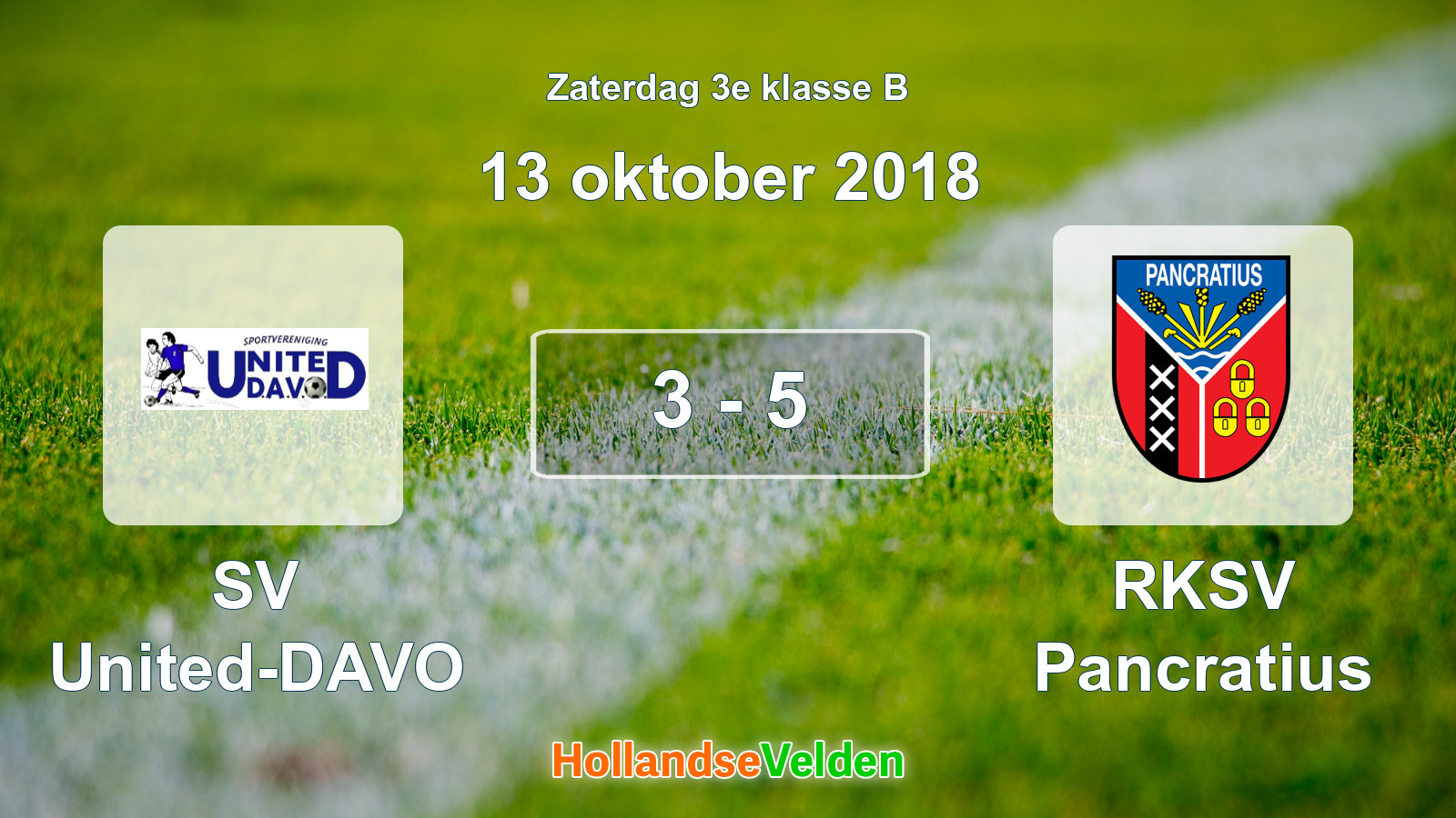 Gespeelde wedstrijd: SV United-DAVO - RKSV Pancratius 3 - 5 (13 oktober 2018)