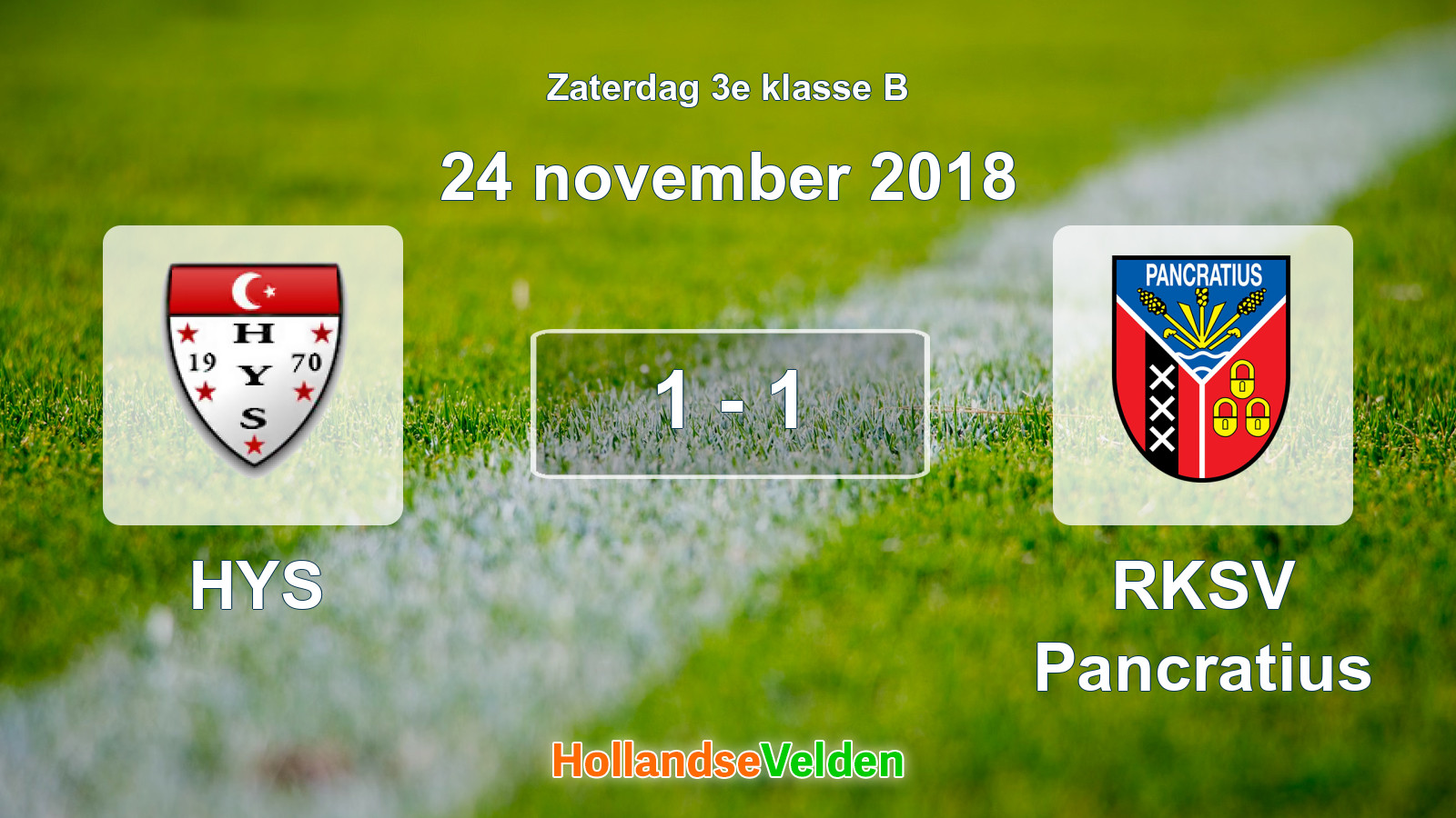 Gespeelde wedstrijd: HYS - RKSV Pancratius 1 - 1 (24 november 2018)