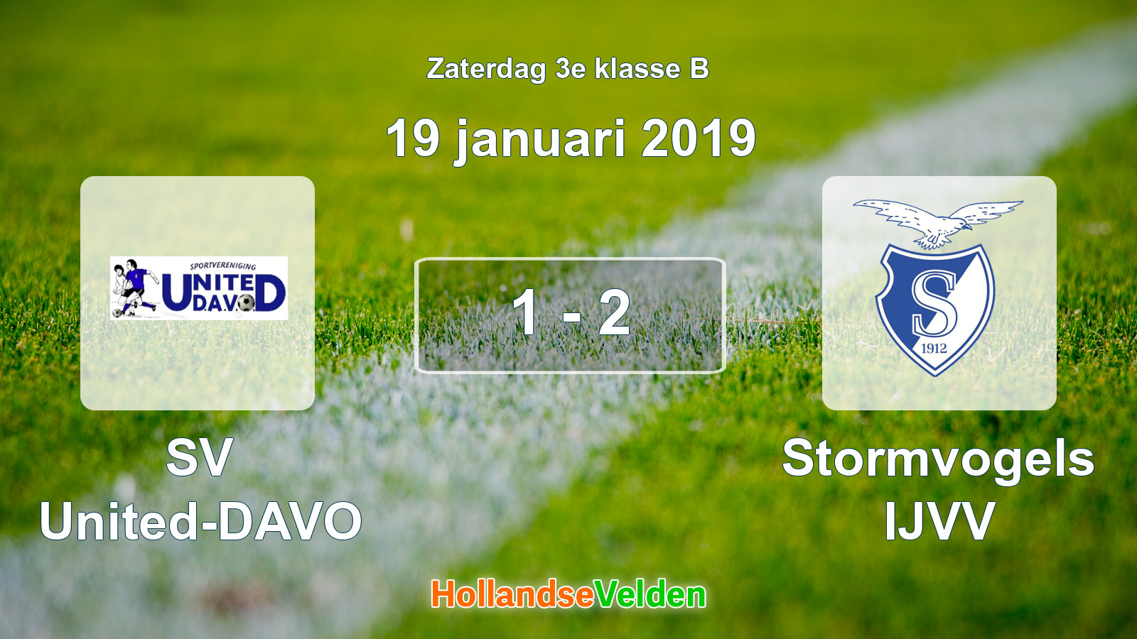 Gespeelde wedstrijd: SV United-DAVO - Stormvogels IJVV 1 - 2 (19 januari 2019)