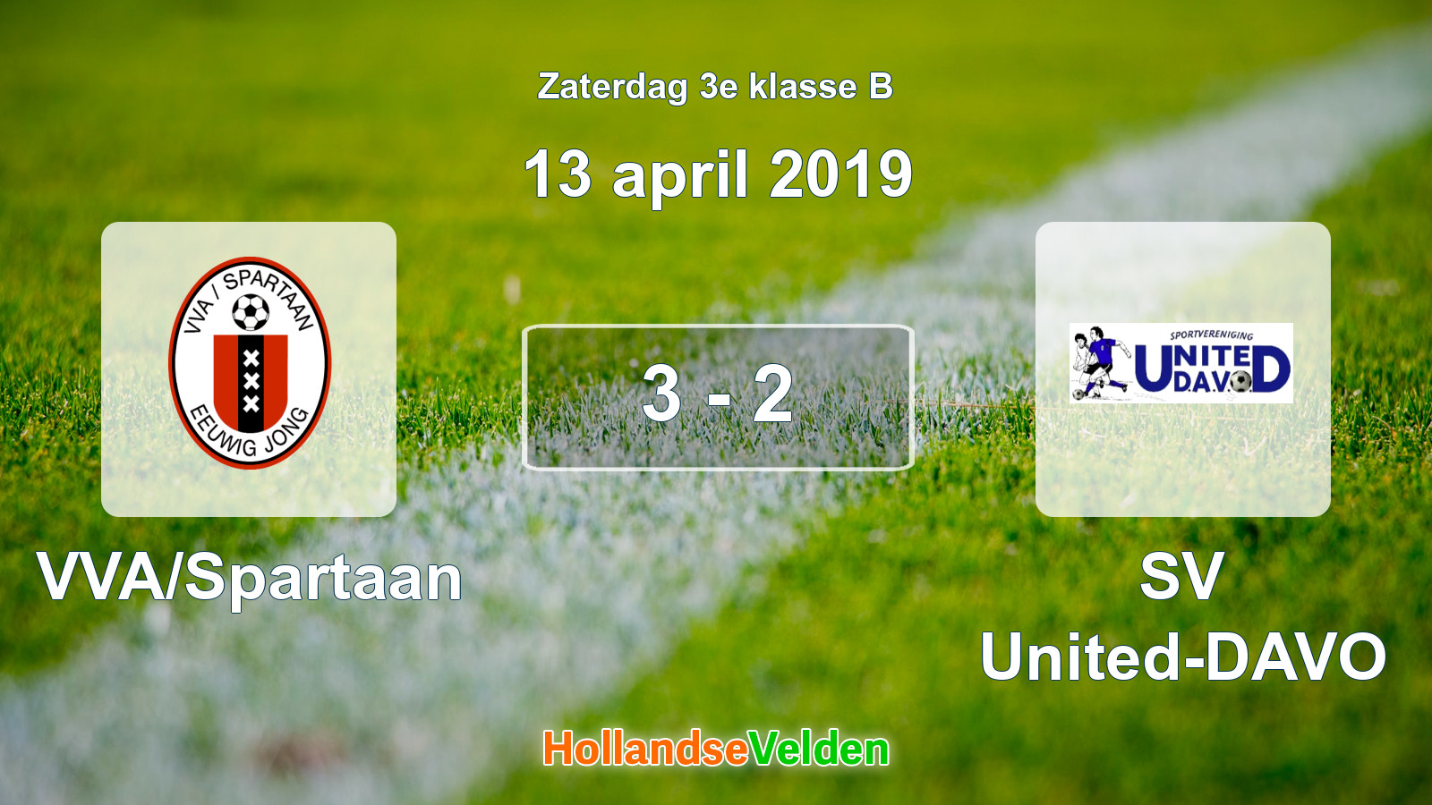 Gespeelde wedstrijd: VVA/Spartaan - SV United-DAVO 3 - 2 (13 april 2019)