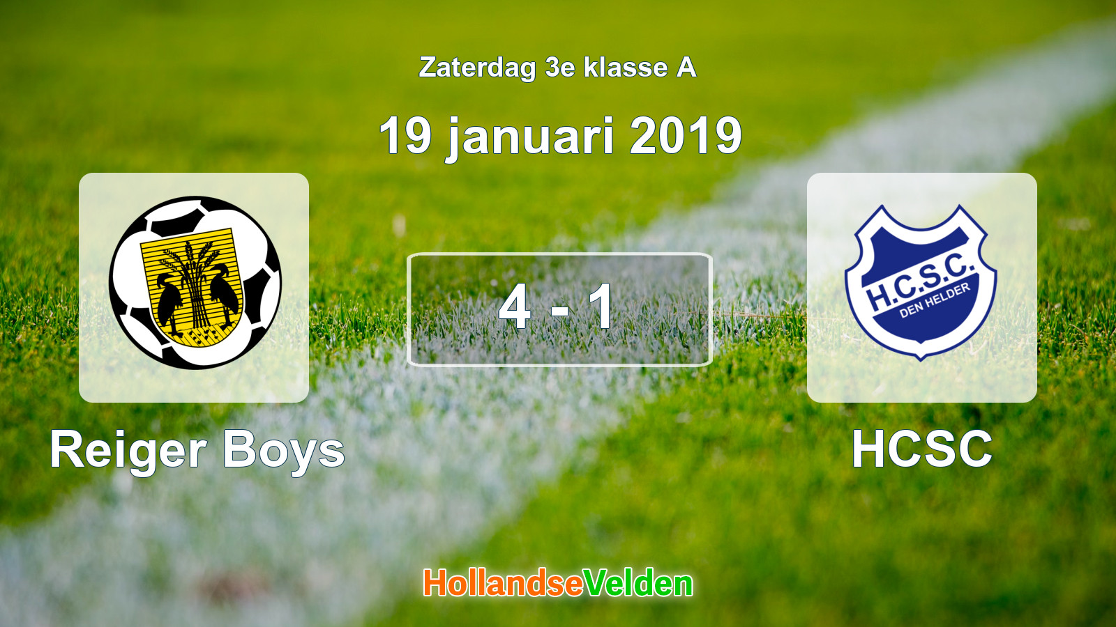 Gespeelde wedstrijd: Reiger Boys - HCSC 4 - 1 (19 januari 2019)