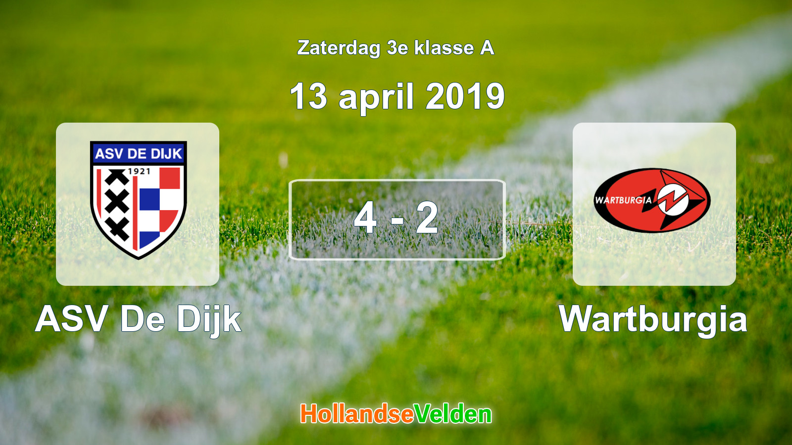 Gespeelde wedstrijd: ASV De Dijk - Wartburgia 4 - 2 (13 april 2019)