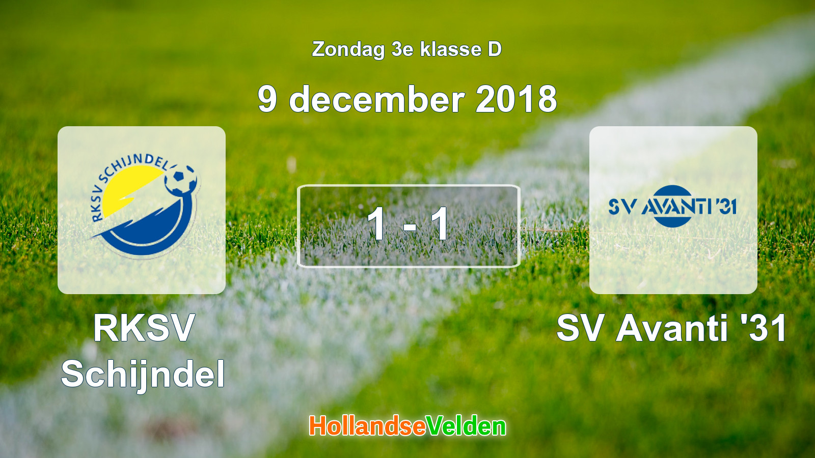 Gespeelde wedstrijd: RKSV Schijndel - SV Avanti '31 1 - 1 (9 december 2018)