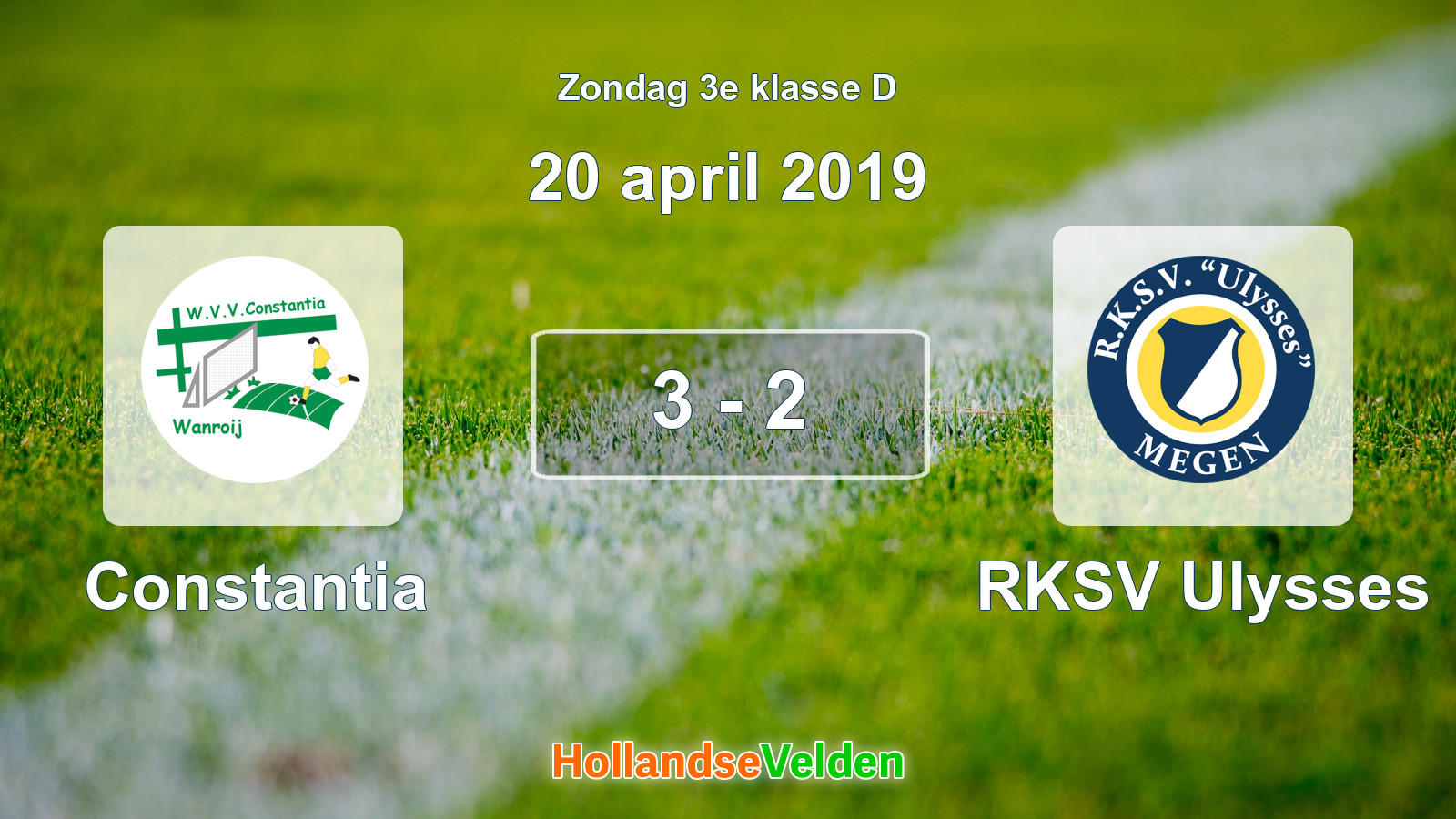 Gespeelde wedstrijd: Constantia - RKSV Ulysses 3 - 2 (20 april 2019)