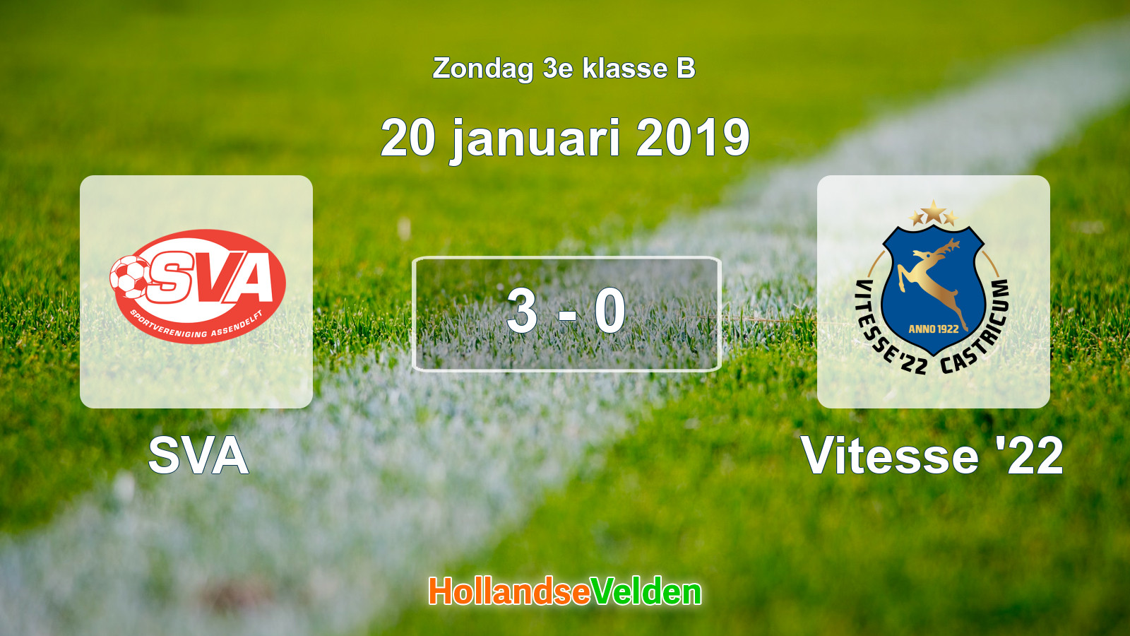 Gespeelde wedstrijd: SVA - Vitesse '22 3 - 0 (20 januari 2019)