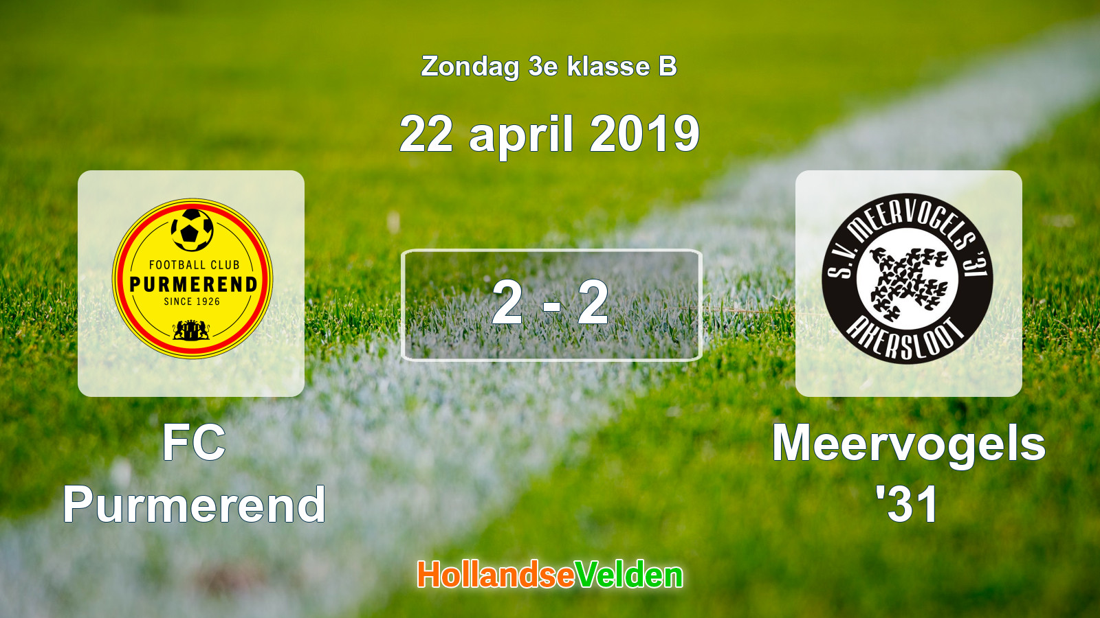 Gespeelde wedstrijd: FC Purmerend - Meervogels '31 2 - 2 (22 april 2019)