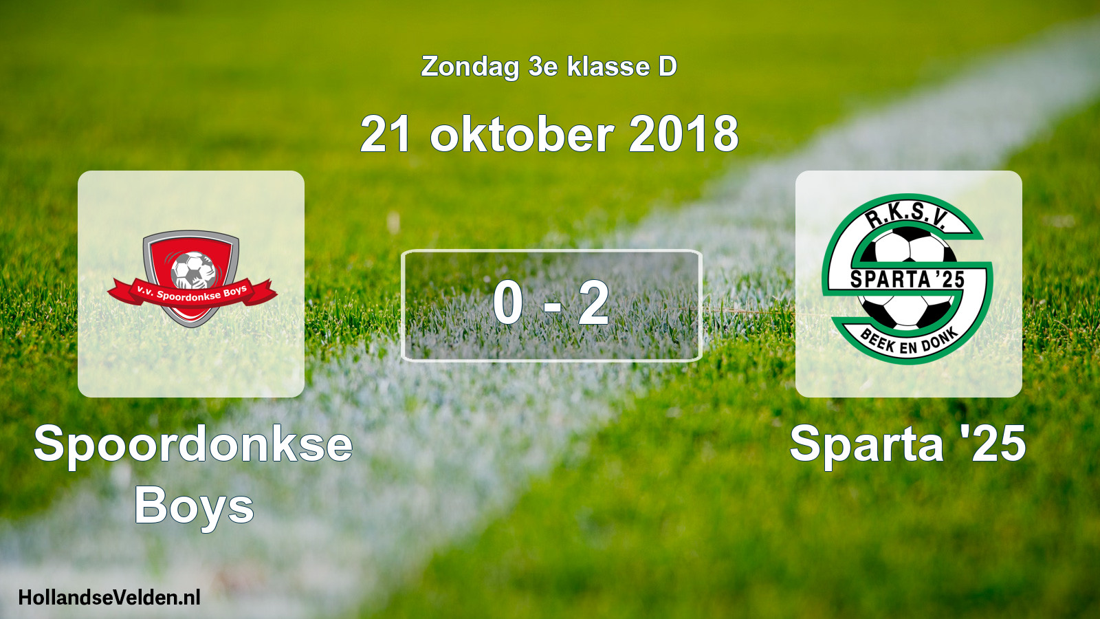 Gespeelde wedstrijd: Spoordonkse Boys - Sparta '25 0 - 2 (21 oktober 2018)