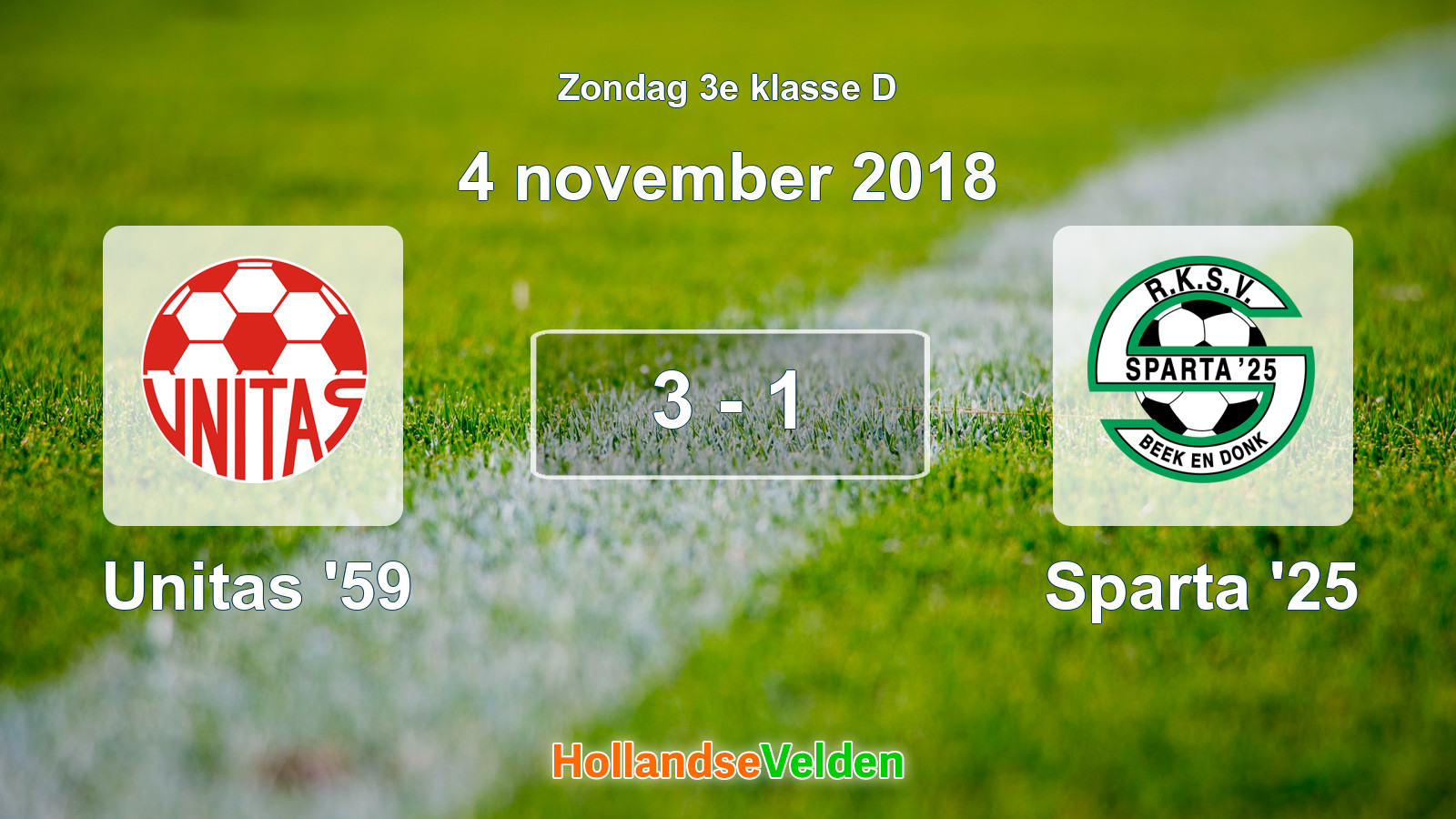 Gespeelde wedstrijd: Unitas '59 - Sparta '25 3 - 1 (4 november 2018)