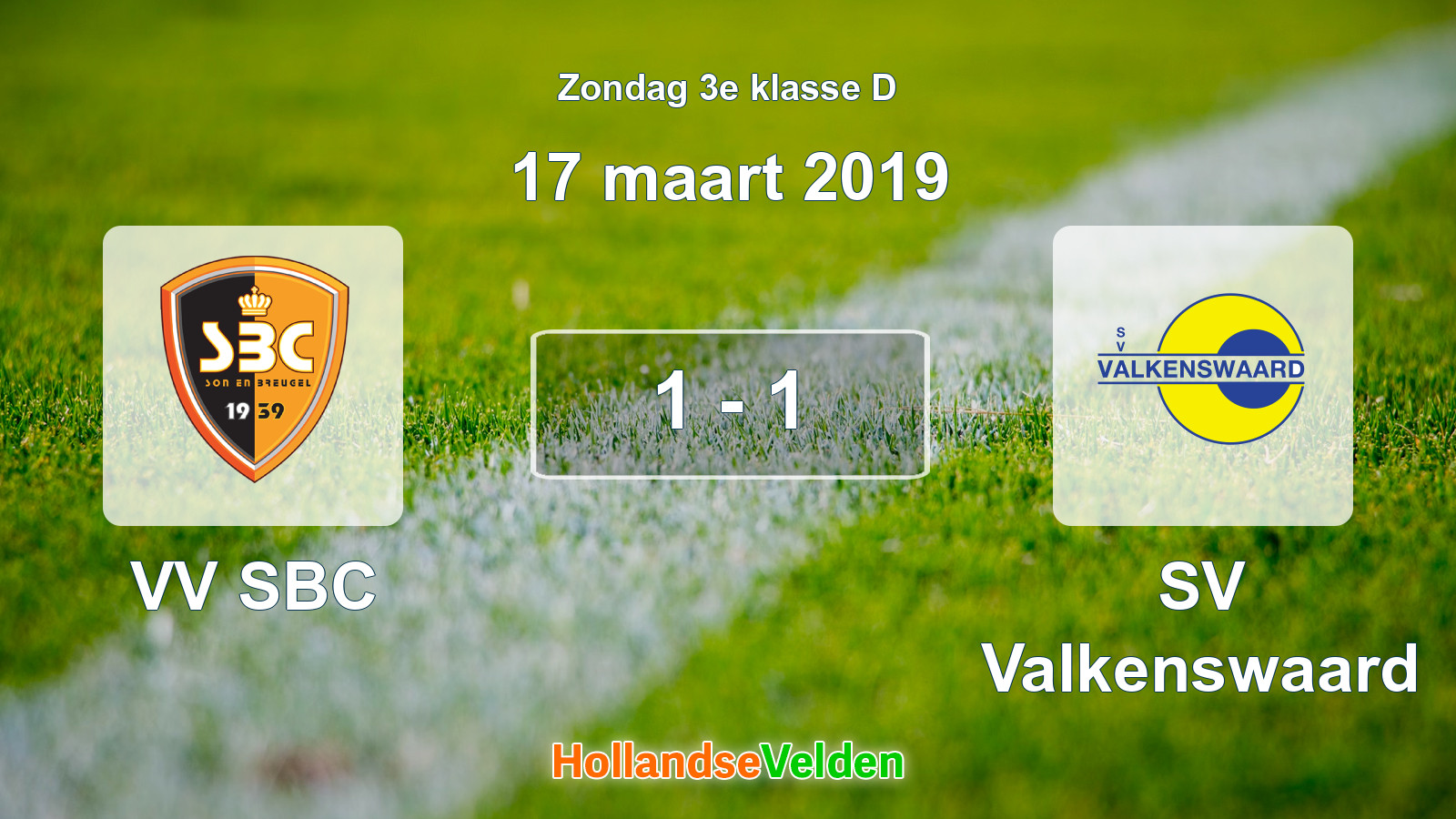 Gespeelde wedstrijd: VV SBC - SV Valkenswaard 1 - 1 (17 maart 2019)