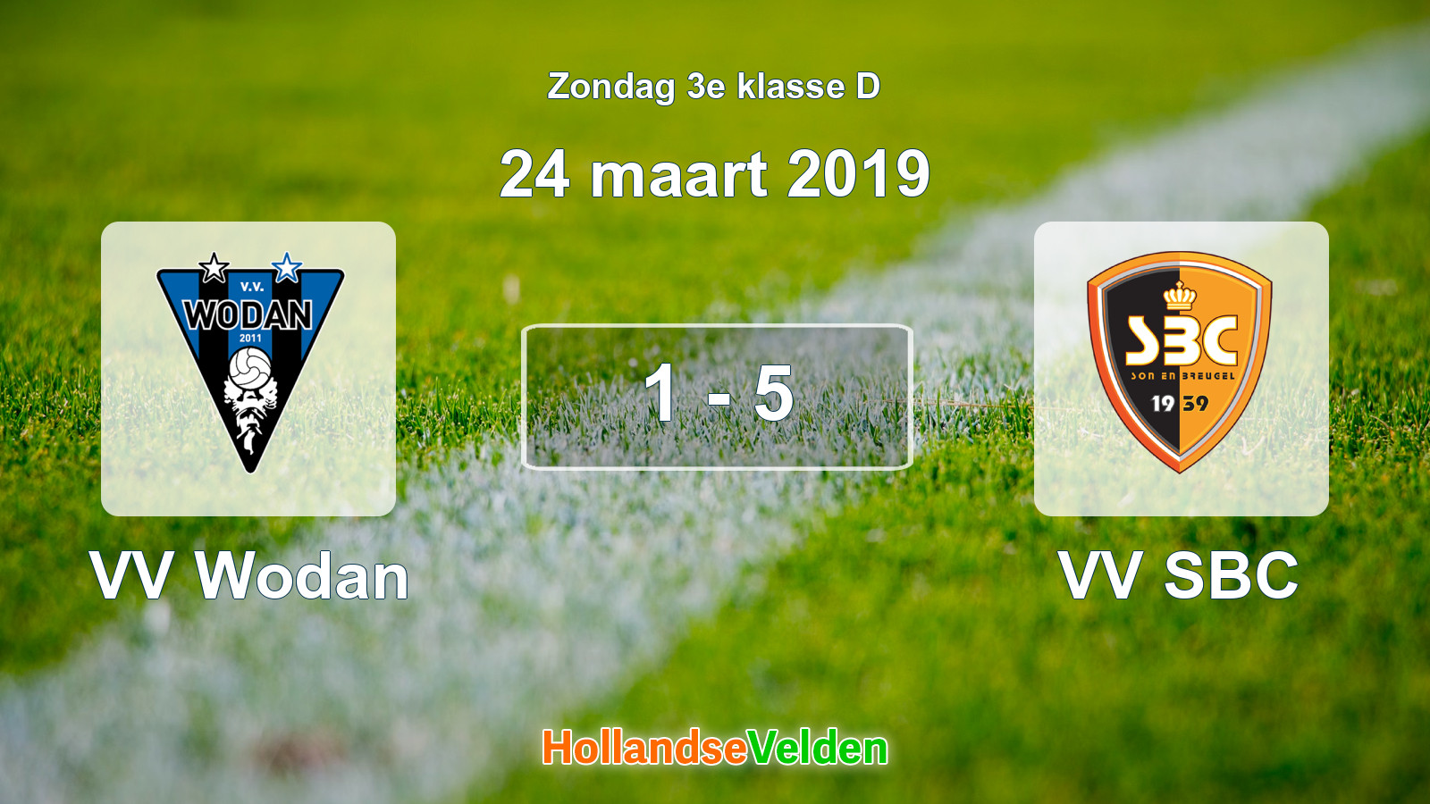Gespeelde wedstrijd: VV Wodan - VV SBC 1 - 5 (24 maart 2019)