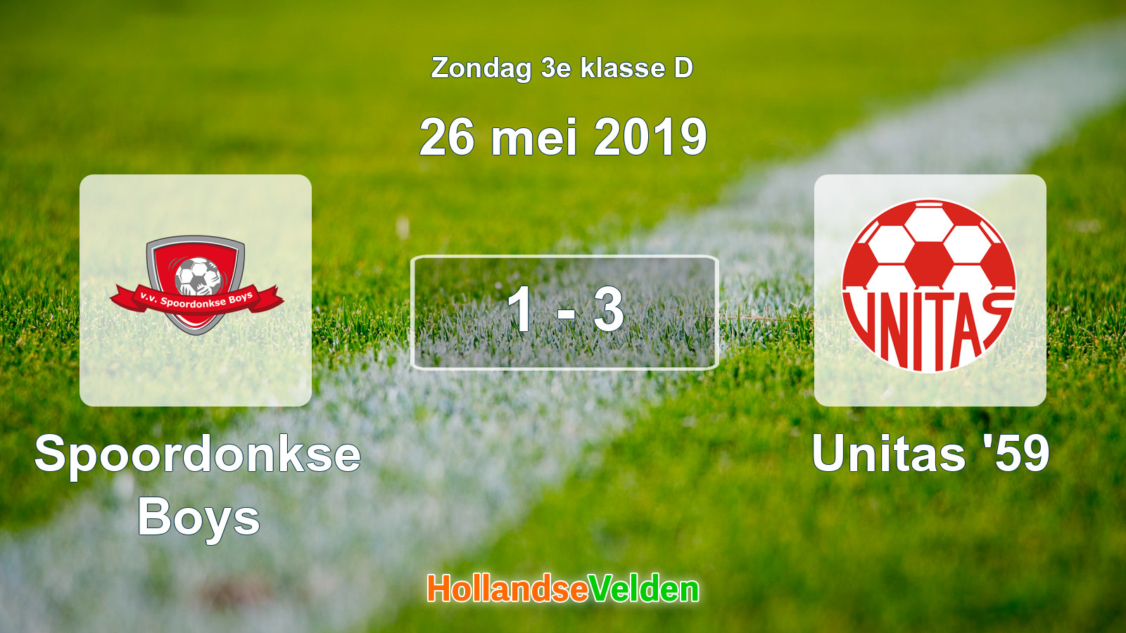 Gespeelde wedstrijd: Spoordonkse Boys - Unitas '59 1 - 3 (26 mei 2019)