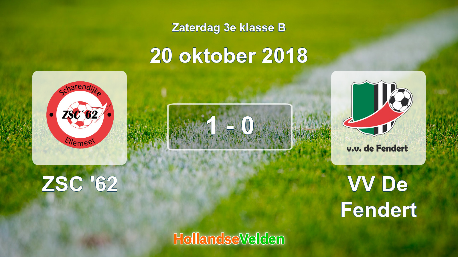 Gespeelde wedstrijd: ZSC '62 - VV De Fendert 1 - 0 (20 oktober 2018)