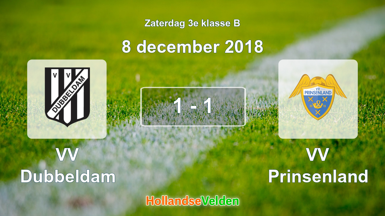 Gespeelde wedstrijd: VV Dubbeldam - VV Prinsenland 1 - 1 (8 december 2018)