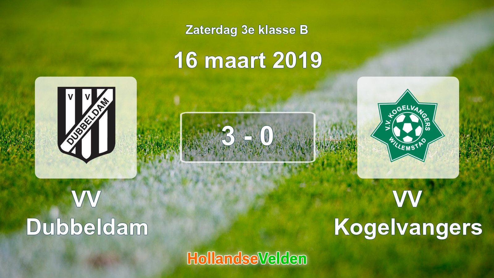 Gespeelde wedstrijd: VV Dubbeldam - VV Kogelvangers 3 - 0 (16 maart 2019)
