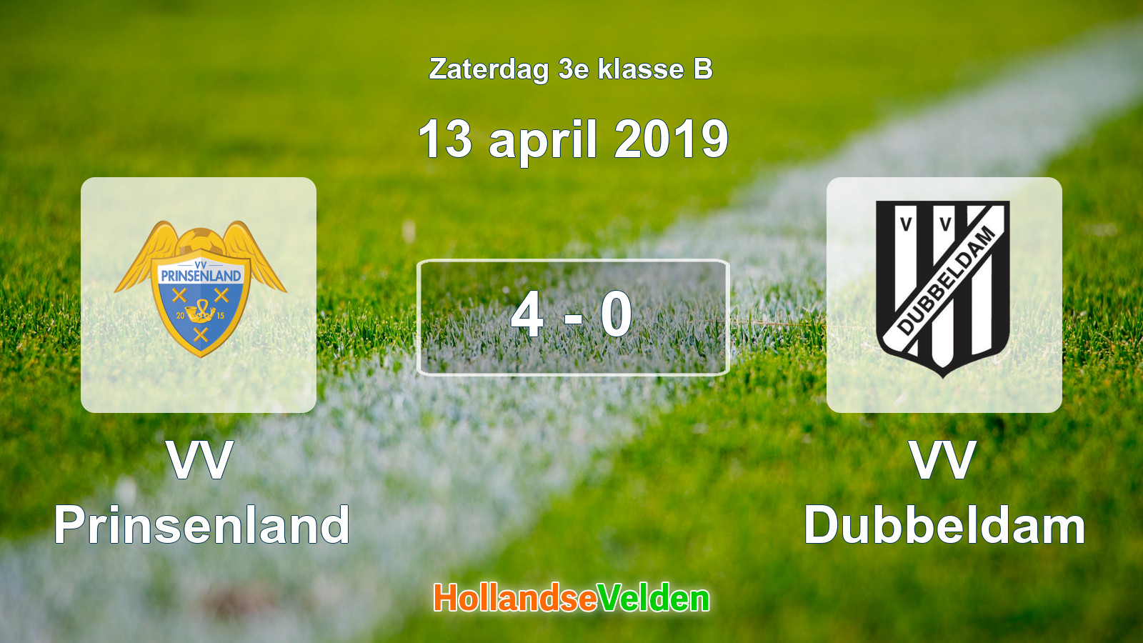 Gespeelde wedstrijd: VV Prinsenland - VV Dubbeldam 4 - 0 (13 april 2019)