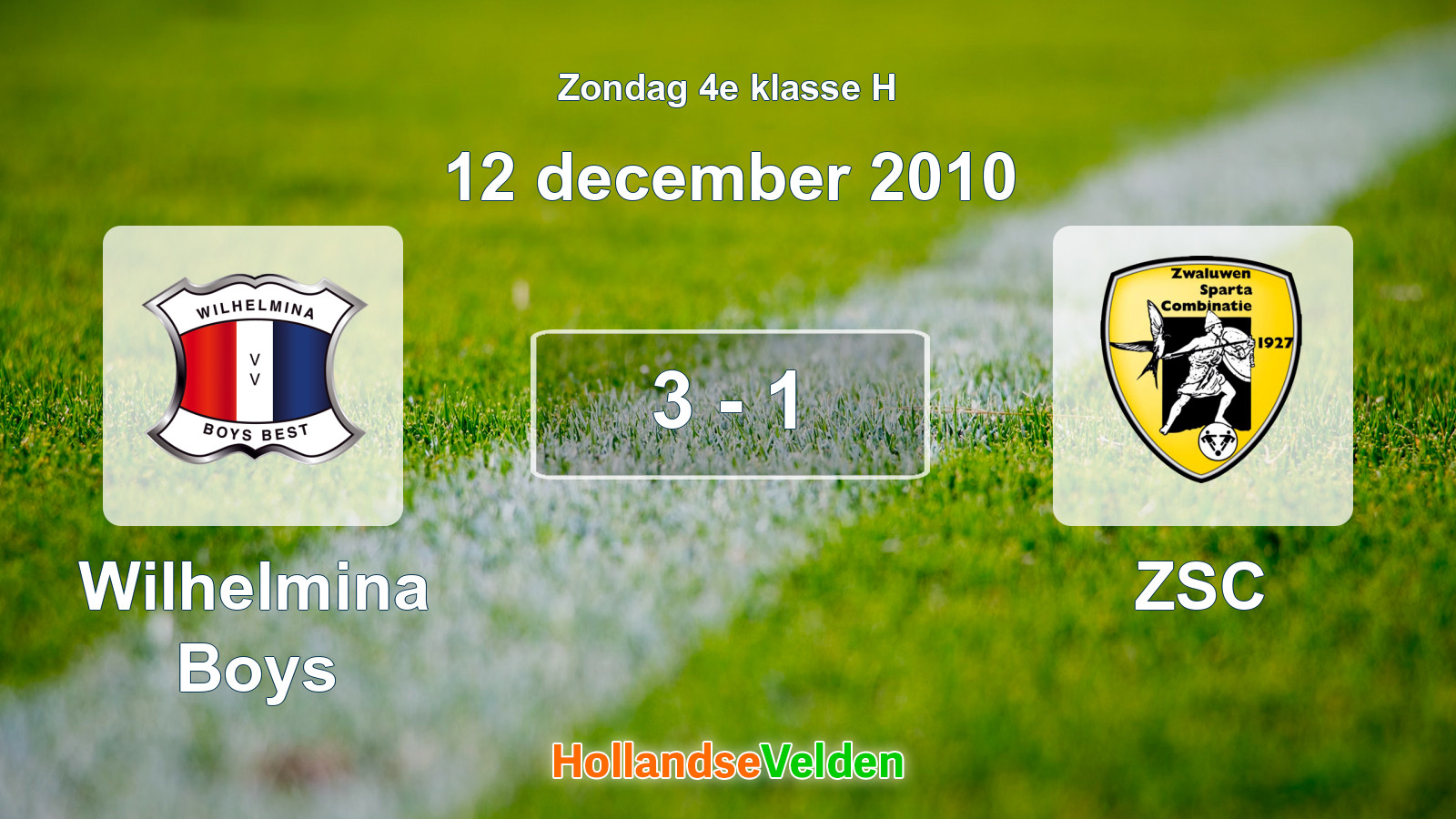 Gespeelde wedstrijd: Wilhelmina Boys - ZSC 3 - 1 (12 december 2010)