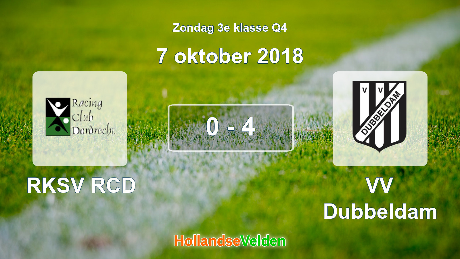 Gespeelde wedstrijd: RKSV RCD - VV Dubbeldam 0 - 4 (7 oktober 2018)