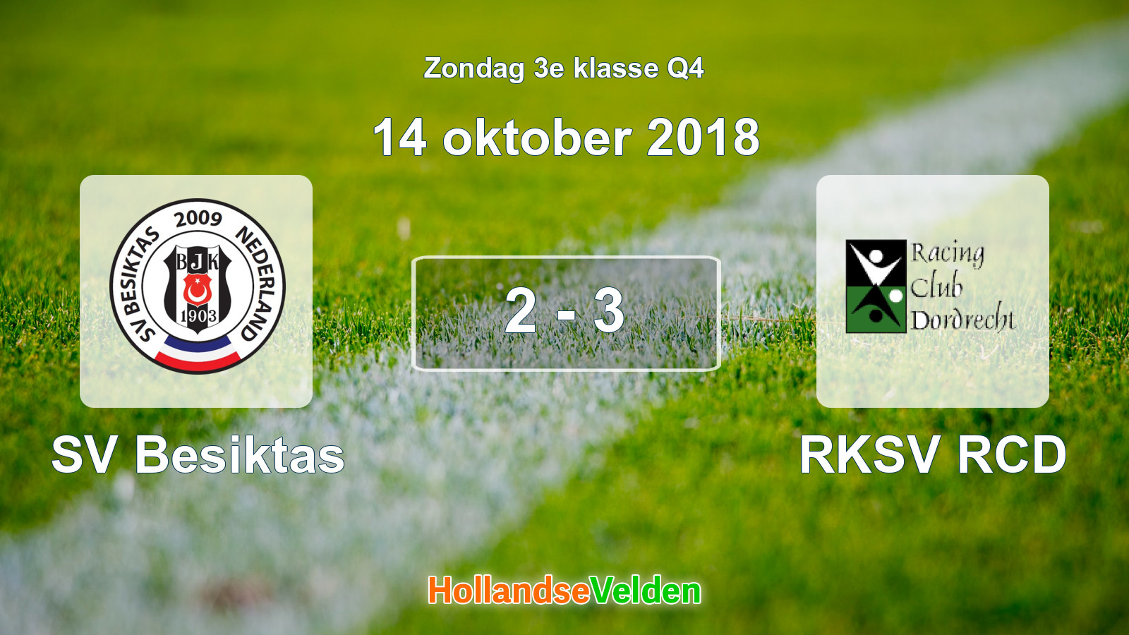 Gespeelde wedstrijd: SV Besiktas - RKSV RCD 2 - 3 (14 oktober 2018)