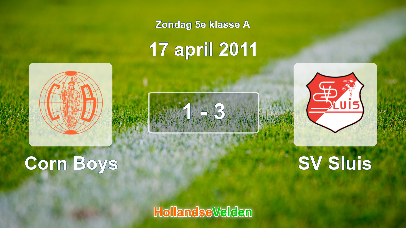 Gespeelde wedstrijd: Corn Boys - SV Sluis 1 - 3 (17 april 2011)