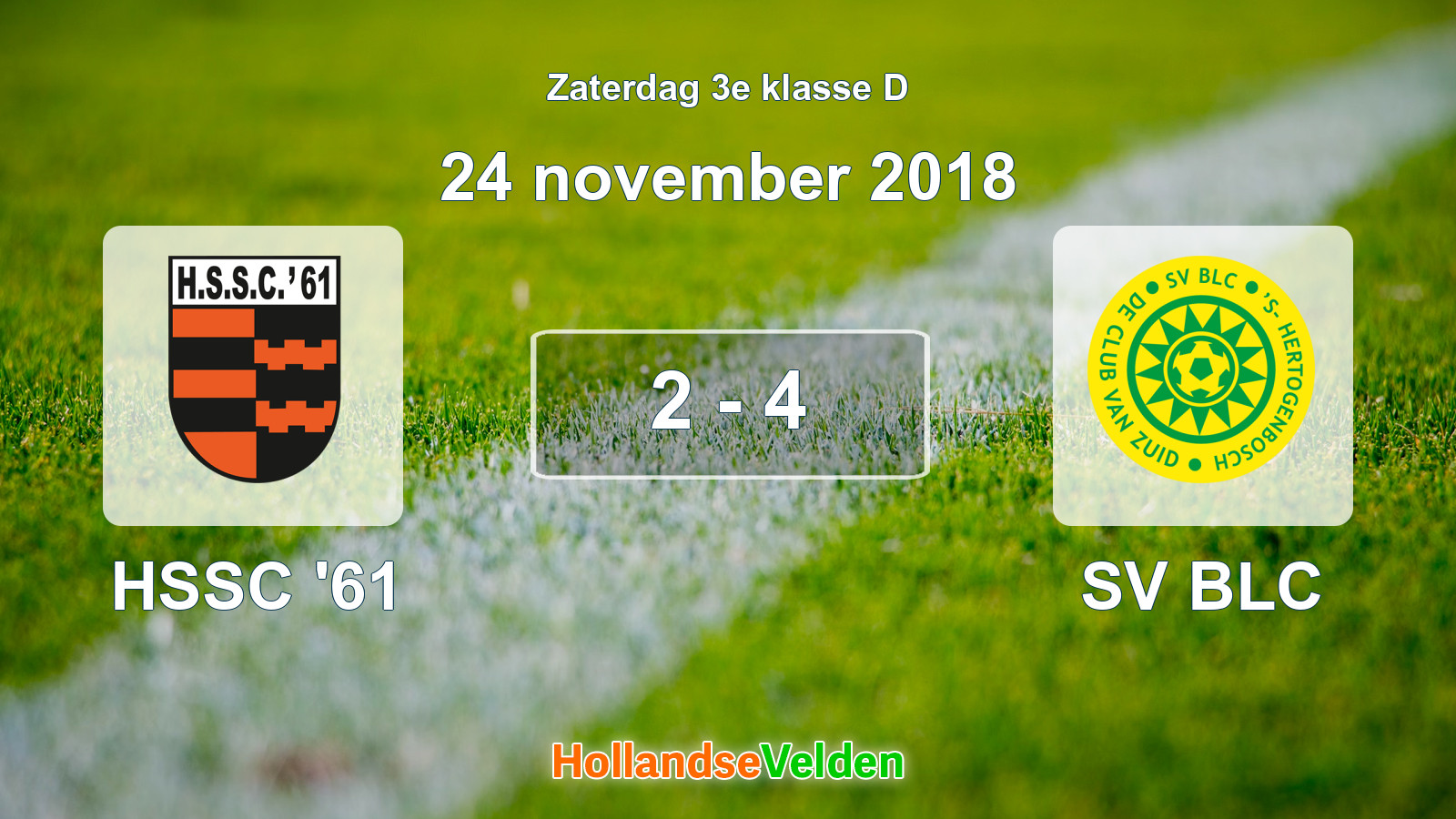 Gespeelde wedstrijd: HSSC '61 - SV BLC 2 - 4 (24 november 2018)