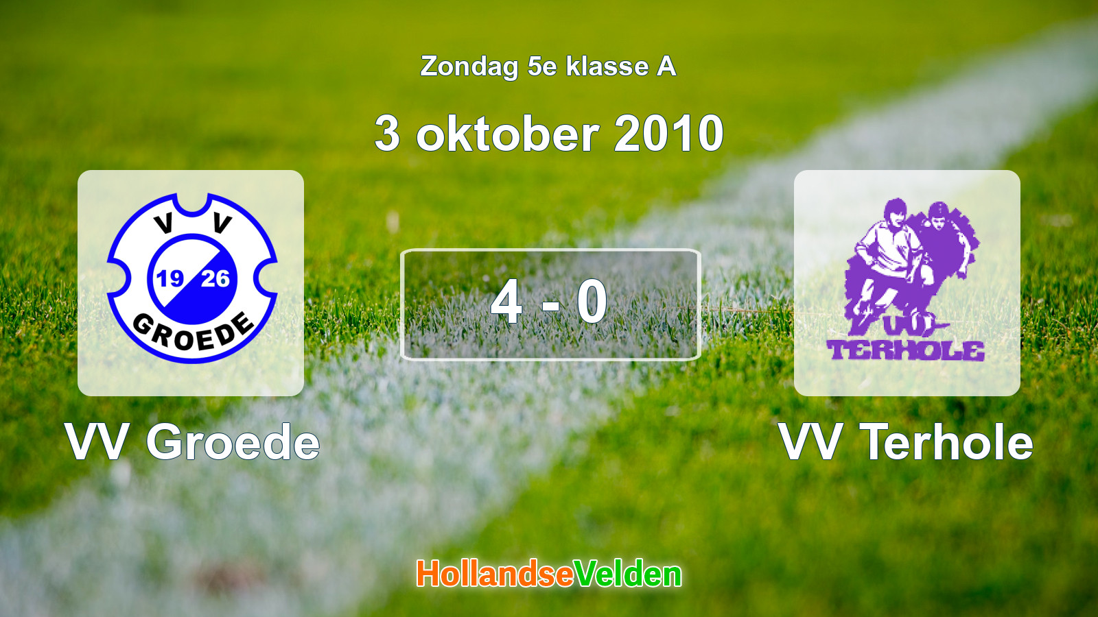 Gespeelde wedstrijd: VV Groede - VV Terhole 4 - 0 (3 oktober 2010)