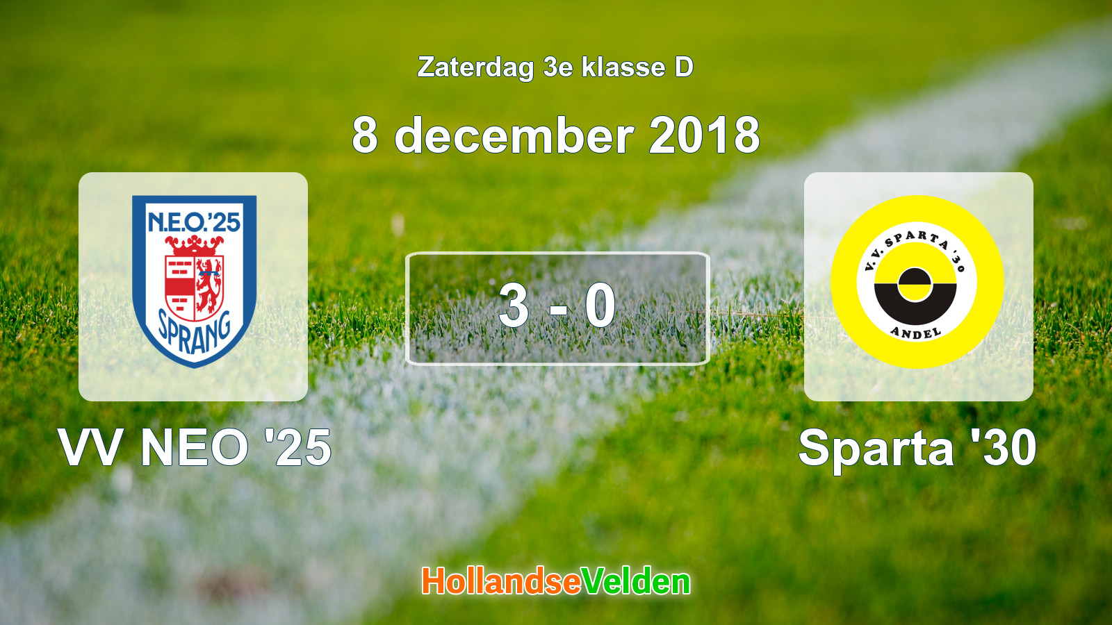 Gespeelde wedstrijd: VV NEO '25 - Sparta '30 3 - 0 (8 december 2018)