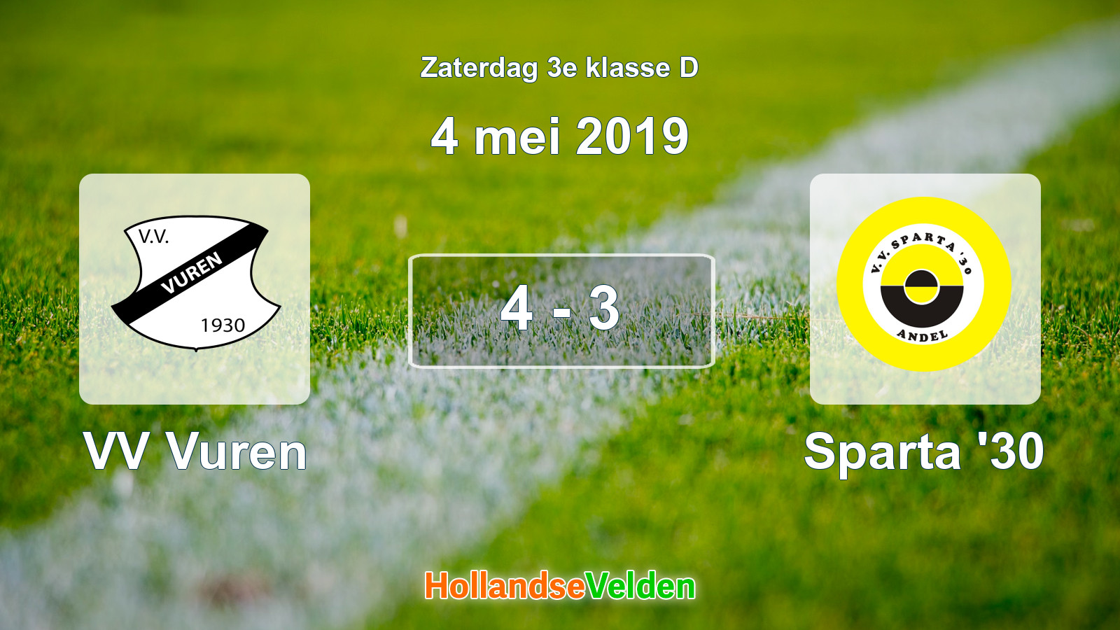 Gespeelde wedstrijd: VV Vuren - Sparta '30 4 - 3 (4 mei 2019)