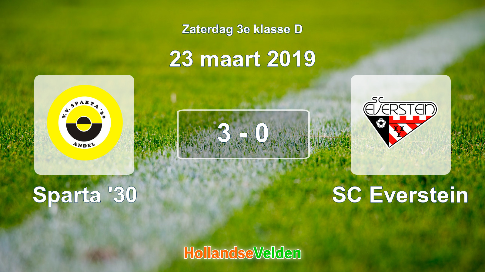 Gespeelde wedstrijd: Sparta '30 - SC Everstein 3 - 0 (23 maart 2019)