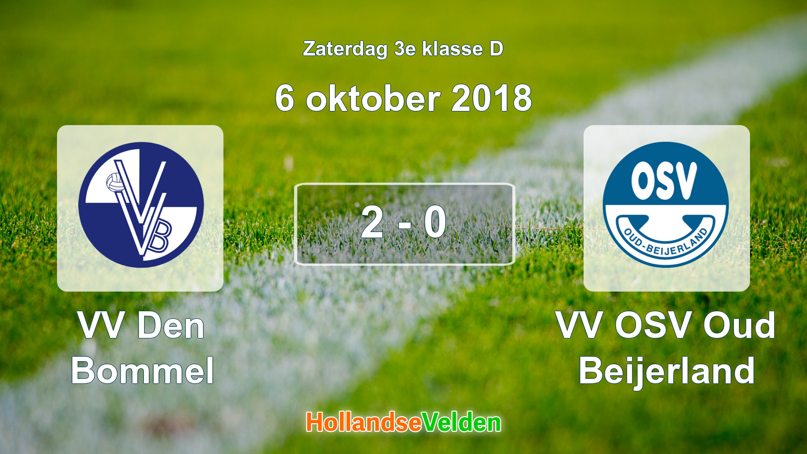 Gespeelde wedstrijd: VV Den Bommel - VV OSV Oud Beijerland 2 - 0 (6 oktober 2018)