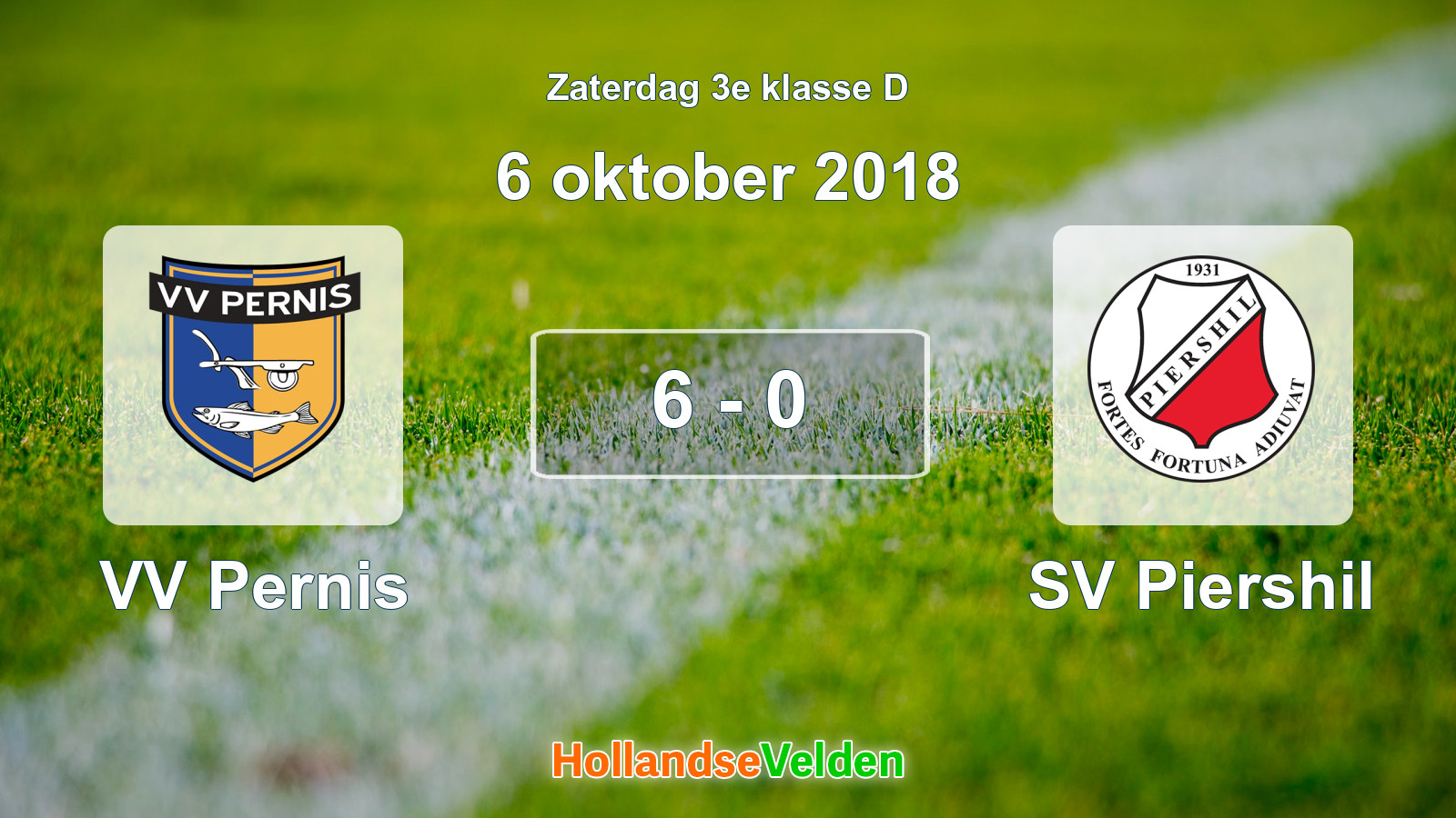 Gespeelde wedstrijd: VV Pernis - SV Piershil 6 - 0 (6 oktober 2018)