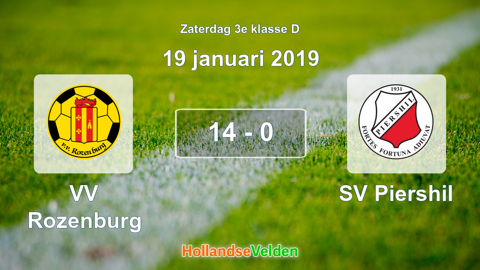 Gespeelde wedstrijd: VV Rozenburg - SV Piershil 14 - 0 (19 januari 2019)